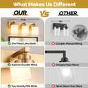 Vanity Lights for Bathroom, 3-Light Brushed Gold Bathroom Vanity Light Over Mirror with Milky White Glass Shades, Modern Bathroom Light Fixtures for Living Room Hallway Cabinet (Bulbs Not Included)