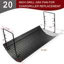 Hiorucet 20 Inches Ash Pan Drip Pan and Grill Grates for Char-Griller 5050 5650 5072 2123 Charcoal Grills, 20" Charcoal Grill Pan with 2Pcs Fire Grate Hanger for Char Griller 5050 Replacement Parts