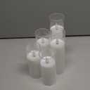 Amagic Pure White Acrylic Flameless Candles, Battery Operated Candles, Flickering LED Pillar Candles with Remote Control and Timer, Warm Yellow Light, D2.2 xH5 5" 6" 7" 8", Set of 5