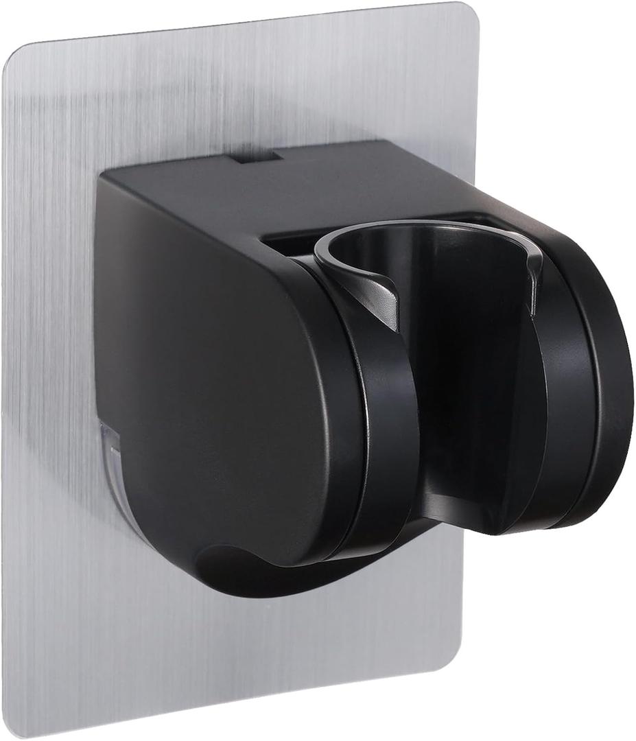 GwernKB Shower Head Holder Strong Adhesive No Drilling Wall Mount Adjustable Handheld Showerhead Bracket for RV Kids Bathroom Shower,Fix Firmly and Use Conveniently (Black, 1)