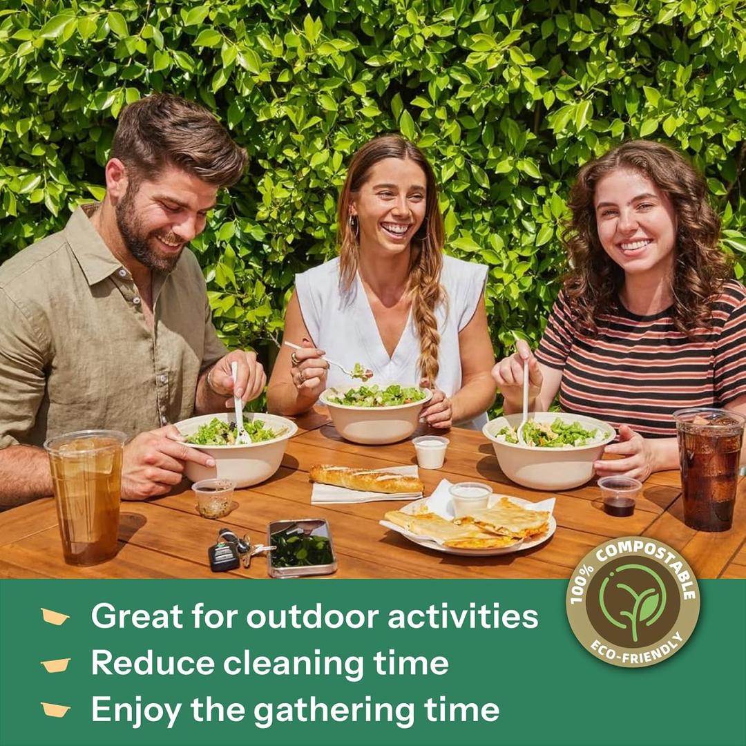 48 Oz Bowls Disposable  Heavy Duty Compostable Paper Bowls, Microwave Safe Large Bowls, Ideal for Restaurant Catering, Salads, Buffets & EcoFriendly Use  50 Pack [White]