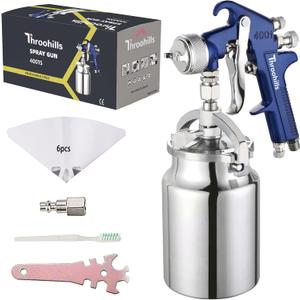 Siphon Feed Spray Gun for Piant with 1.8mm Nozzle, 1000cc Cup and 6pcs Paint Strainers for Cars & HousePainting Gun(Blue)