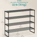 SONGMICS Shoe Rack, 4-Tier Shoe Organizer, Metal Storage Shelf, Upright or Upside Down, for 20-25 Pairs, Stackable, for Entryway, 11.8 x 36.2 x 29.1 Inches, Black ULSA14BK