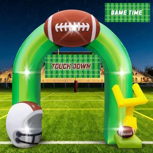 Eyourlife 9FT Football Party Decorations for Game Day Blow Up with Helmet Built in LED Lights Goal Post for Yard Giant Balloon Photo Prop for Gift Light Green Football Inflatable Arch
