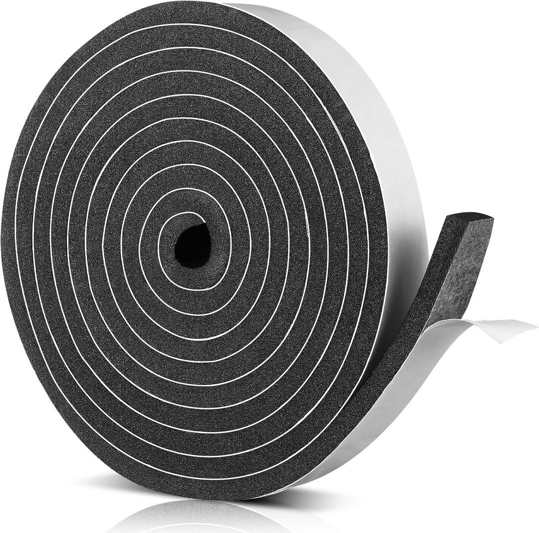Nuanchu Foam Insulation Tape Stripping Neoprene Long Sponge Weather Stripping Foam Strips with Adhesive for Door, Automotive, Air Conditioner Seal(1,1-1/2in Wide X 1/2in Thick X 16.5ft)