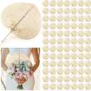 BBTO 100 Pieces Woven Bamboo Fans Handmade Hand Weaving Handheld Natural Raffia Hand Fans Bulk for Indoor Outdoor Summer Cooling Supplies Farmhouse Wall Decor Wedding Party Favors, 11.81 x 15.35 inches/ 30 x 39 cm