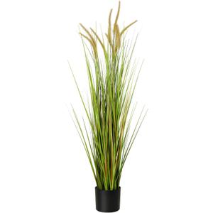 KOL 2 PCS  Artificial 4ft Horsetail Reed Grass, 47.2in Artificial Indoor Outdoor Fake Grass Plant, Home Office Wedding Decorative Artificial Plants & Flowers in Pot Faux Plant Greenery, Housewarming Gift