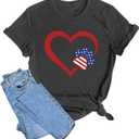 LAZYCHILD Dog Lover Shirts for Women Cat Dog Paw Graphic Tee Dog Mom Gifts Girls Heart Tops, Small, Flaggrey Grey