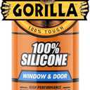 Gorilla 100% Silicone Sealant Caulk Window & Door, 10 Ounce Cartridge, Clear