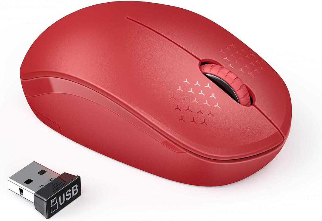 seenda Wireless Mouse, 2.4G Noiseless Mouse with USB Receiver Portable Computer Mice for Windows PC, Notebook, Laptop - Red