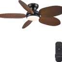 Ceiling Fans with Lights and Remote/APP Control, 45 Inch Low Profile Tropical Ceiling Fan for Living Room Bedroom, Outdoor Flush Mount Palm Leaf Ceiling Fan for Patios Porch, Brown