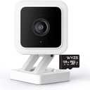 Cam V3 Smart Home Security Camera, Indoor/Outdoor Use, IP65-Rated 1080p Plug-in, Color Night Vision, Motion Detection, Two Way Audio, Compatible with Alexa, Google Assistant, Cam V3+128GB SD Card