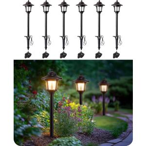 EDISHINE Low Voltage Landscape Lights, 12V 3W 120LM 3000K Seed Glass Outdoor Landscape Path Lights with Connectors, ORB Waterproof Electric LED Pathway Light Wired for Walkway Garden Yard, 6 Pack