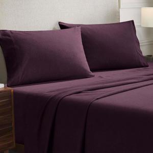 Superior Flannel Cotton Pillowcase Bedding Set, Set Includes: 2 Pillow Covers, Solid Contemporary Bedroom Accent, Modern Traditional Soft, Breathable and Plush, King, Purple