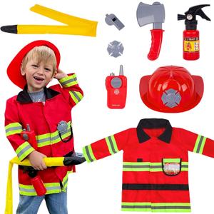 Liberry Fireman Costume for Kids 3 4 5 Years Old, Firefighter Tools with Fire Extinguisher, Pretend Play Toy Gift for Toddler Boys & Girls