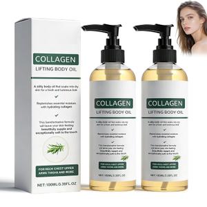 2PCS Hydrating Collagen Oil for Body & After Shower,Anti Aging Moisturizing Body Oil,Lightweight Non-Greasy for Women & Men