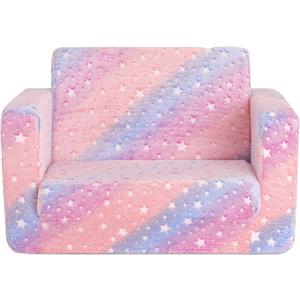 Dream On Me Nestle Kids Sofa in Tie Dye, 2-in-1 Convertible Sofa to Lounger, Low to Floor Design, Machine Washable Fabric Cover