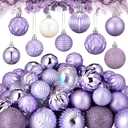 64 Pcs Lilac Purple Christmas Ball Ornaments Lavender Purple Christmas Ornaments Shatterproof Xmas Tree Decorations Set 1.6/1.97/2.4 Inch Light Pastel Purple Christmas Decor for Tree Home