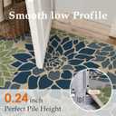 PureCozy 5x7 Easy Jute Outdoor Rug Navy/Green Floral Textured Indoor Outdoor Area Rug Farmhouse Patio Carpet for Backyard, Patio, Porch, Easy-Cleaning, High Traffic, Pet-Friendly, Non-Shedding