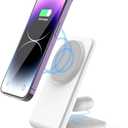 Magnetic Wireless Charger 2 in 1 - YMY 15W Qi Wireless Charging Station, Designed for MagSafe Charger Stand Compatible with iPhone 17/16/15/14/13/12/11 Pro Max Series, Airpods 4/3/2/Pro 2