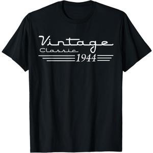 Vintage 81th Birthday Decorations Vintage 1944 81 Years Old T-Shirt (Small, Black)