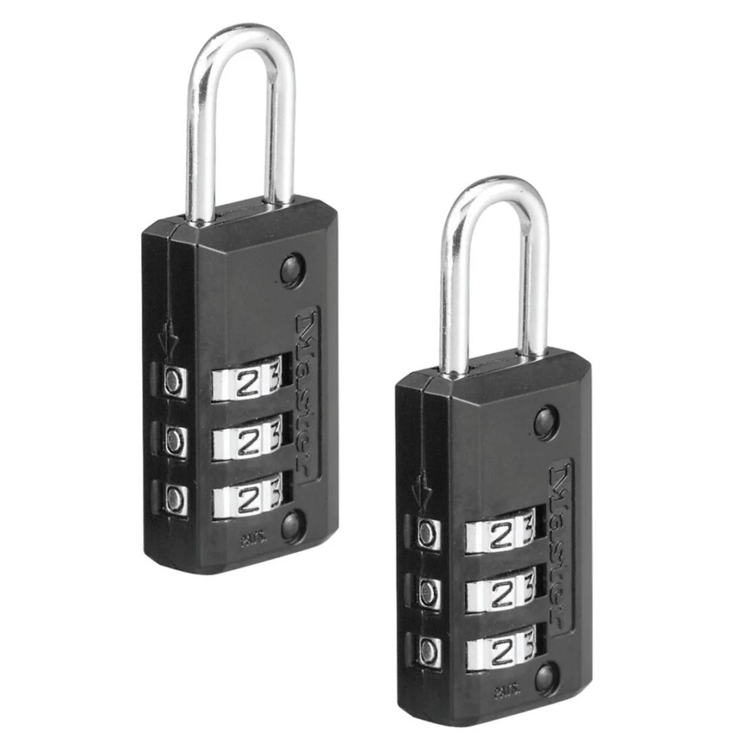 Master Lock Black Set Your Own Combination Luggage Lock, Custom Combo Suitcase Padlock for Travel Bags or Backpacks, 2 Pack, 646T