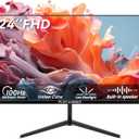 24 inch Gaming Monitor 100Hz Computer Monitor Built-in Speakers Full HD 1920 x 1080P with HDMI DP Interface Eye Care Frameless with 3-Side Virtually Borderless Design VESA100 x 100mm