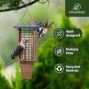 Kingsyard Recycled Plastic Suet Bird Feeder, Double Capacity Tail-Prop Suet Feeder for Outside Hanging, Sturdy & Durable, Great for Woodpecker & Clinging Birds, Blue