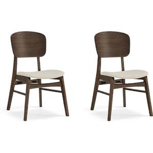 KISLOT Wooden Dining Chairs Set of 2, Upholstered Modern Dining Room Chairs, Mid Century Oak Kitchen Chairs with Ergonomic Wood Backrest for Farmhouse, Restaurant, Caf (Cream Fabric & Walnut Color)