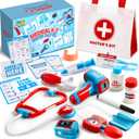 Play-Act Kids Doctor Kit, 16-Piece Medical Kit with Bag, Doctor Role Play Set with Realistic Toy Stethoscope, Reusable Record Cards, Dress Up Playset for Toddlers Ages 3+