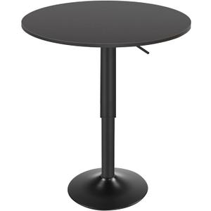 HOOBRO Bar Table, Height-Adjustable Round Pub Table 27-35.4 Inches, Cocktail Table with Sturdy Base, Modern Style, Easy to Assemble, Suitable for Small Space, Black 