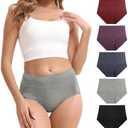 FEIDINI Women's Cotton Underwear High Waisted Briefs Stretch Full Coverage Panties, 2XL
