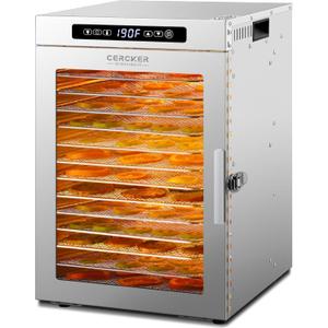 Cercker Commercial Food-Dehydrator Machine 14 Trays, 1200W Fruit Dehydrator,11.98ft² Meat Dryer for Jerky,190ºF Temperature Control,24H Large Food Dryer for Beef