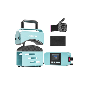 Hat Press, Mini Heat Press Machine for Caps, T-Shirt & More, Curved Heating Plate and Silicone Base, Fast Heating, No Crease, LCD Digital Temperature &Timer Control-Lake Blue