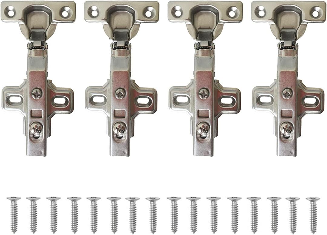LIKERAINY 95 Degree Full Overlay Hinges 26mm with Damper Soft Closing Kitchen Cabinet Cupboard Wardrobe Door Hinge Pack of 4