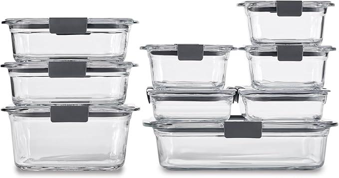 Rubbermaid Brilliance Plastic Food Storage Container Set Clear: Microwave, Dishwasher & Freezer Safe