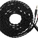 Linsoul Tripowin Nova Monitor Headphone Cable, Over-Ear Headphone Wire, 4-Strand Silver Foil/OCC Hybrid Upgrade Cable, 2M, Dual 3.5mm to 4.4mm/3.5mm/XLR Plug, for Musicians Audiophiles (4.4mm, Black)