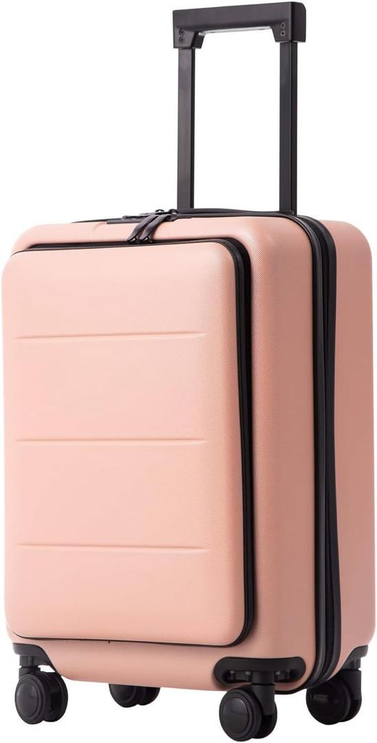 Coolife Luggage Suitcase Piece Carry On ABS+PC Spinner Trolley with pocket Compartmnet(Sakura pink, 20in(carry on))