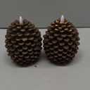 Eldnacele Pine Cone Flameless Candles Battery Operated with 6 Hour Timer Unscented Real Wax Flat Wick Flickering Pinecone LED Candles Christmas Home Holiday Decoration(2 Pack Brown)