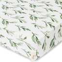 Crane Baby 100% Cotton Sateen Crib Sheet, Fitted for Cribs and Toddler Beds, Baby Crib Sheets, Baby Bedding for Boys and Girls, Green Leaf