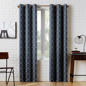 Sun Zero Kenwood Chevron Blackout Grommet Curtain Panel, 40" x 63", Navy Blue (40"W x 63"L (Pack of 1))
