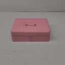 Pink Cash Box with Money Tray and Lock, Metal Money Box for Cash, Lock Box for Money 9.84x7.87x3.54 Inches