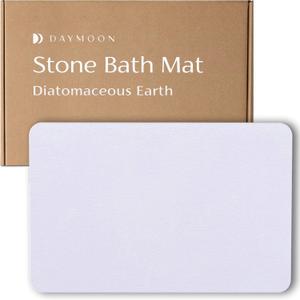 Day Moon Diatomaceous Earth Bath Mat - Fast Drying Stone Bath Mat for Bathroom (White)