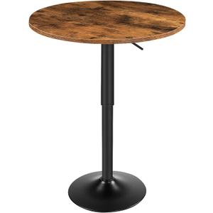 HOOBRO Bar Table, Height-Adjustable Round Pub Table 27-35.4 Inches with Sturdy Base, Modern Style, Easy to Assemble, Suitable for Small Space, Rustic and Black BF58BT01G1