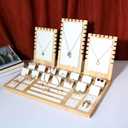 Wooden Jewelry Display Stand Set Pendant Necklace Display Holder Ring Earrings Bracelet Tabletop Storage Organizer Stand Set Combination for Show (White)