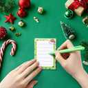 Eaasty 108 Pcs Christmas Sticky Notes Christmas Party Favors Stationery Gift Set Cute Cartoon Xmas Sticky Notes with Pens Ribbon for Home Office Classroom Party Supplies (Green, Red)