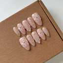 MAGLFELL 10 Pcs Medium Length Handamde Almond Press On Nails Reusable ABS Acrylic False Nails Set for Women (Size L)