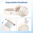 Headphones Wired with Microphone, Over Ear Foldable 3.5mm Plug in Headphones Corded with 4.9ft Tangle-Free Nylon Cord for Tablet, Laptop, MP3/4, School, Airplane Travel (Beige)