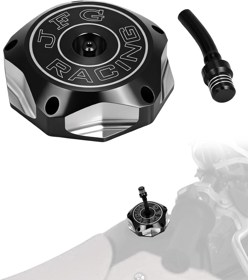 JFG RACING Dirt Bike Gas Cap with Vent Tube,CNC Fuel Tank Cover for CRF150R 07-20/CRF230F 04-19/CR85R 03-07/CR125R CR250R 00-07/XR100R/50R/80R/70R 01-03-Black