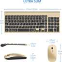 Wireless Keyboard and Mouse Ultra Slim Combo, TopMate 2.4G Silent Compact USB 2400DPI Mouse and Scissor Switch Keyboard Set with Cover, Batteries Included, for PC/Laptop/Windows/Mac - Gold Black